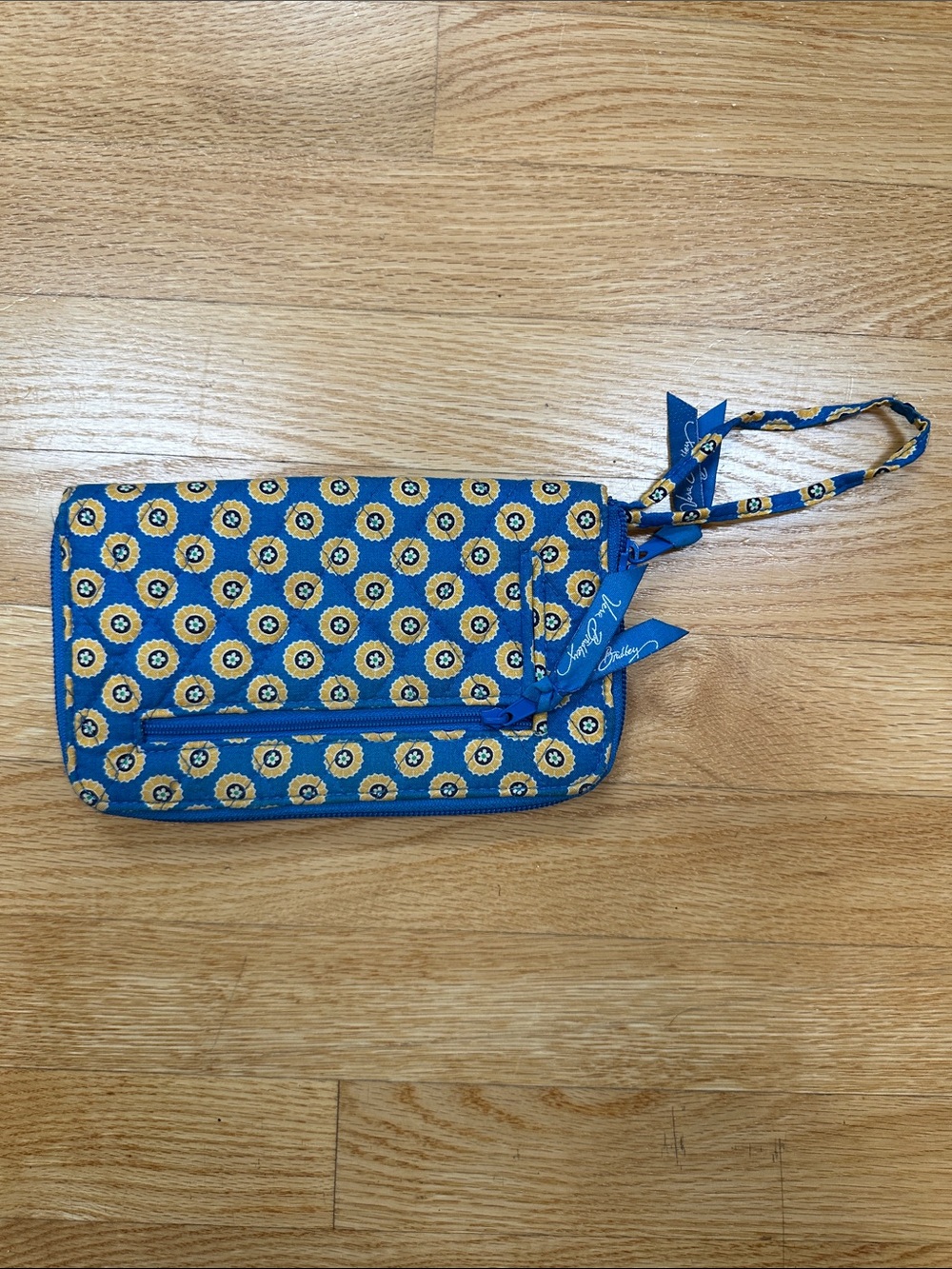 Vera Bradley Blue and Yellow Floral Wristlet Pouch